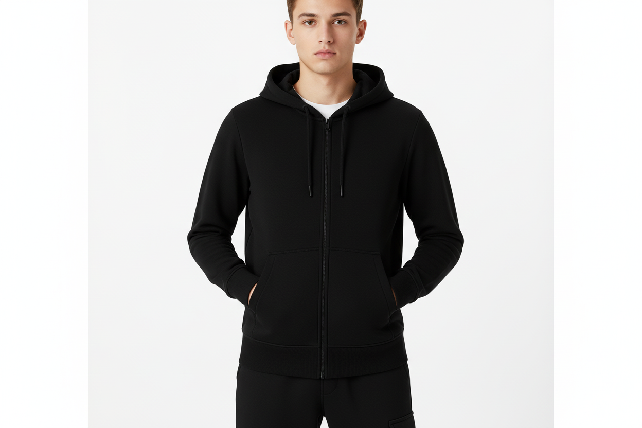 Black Zipper Hoodie