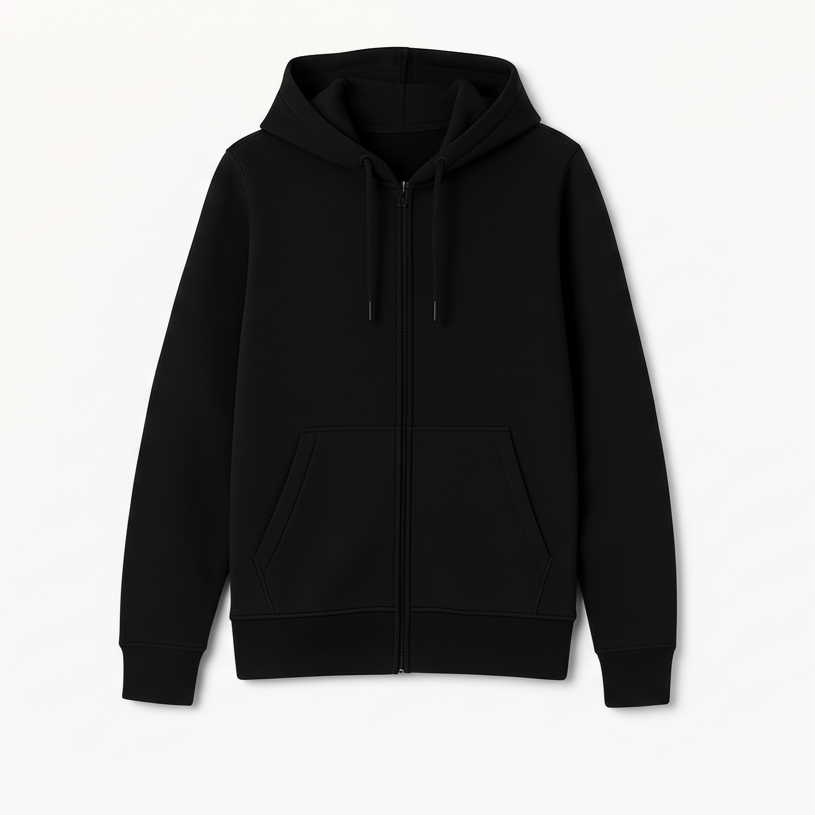 Black Zipper Hoodie